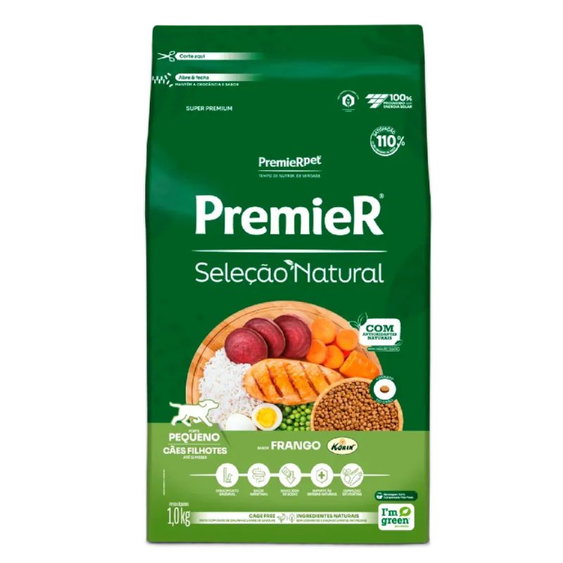 Racao-Premier-Selecao-Natural-Caes-Filhotes-Racas-Pequenas-Frango-1kg-frente