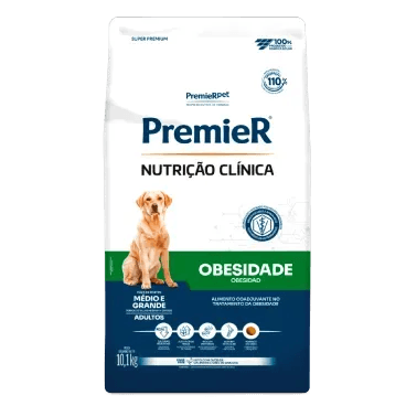 Racao Premier Nutricao Clinica Obesidade Caes Adultos Medio e Grande Porte 10.1kg frente -1-