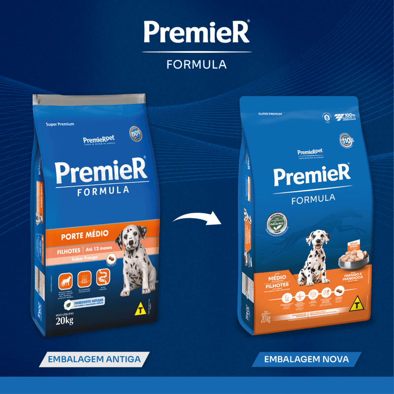 Antes-Depois_PremieR Formula Filhotes PM Frango