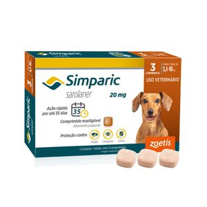 Simparic Antipulgas e Carrapatos 20mg para Cães de 5,1 a 10kg