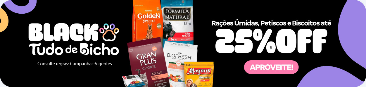 Rações e petiscos com até 25%OFF