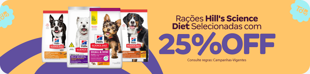 Rações Hill's com 25%OFF